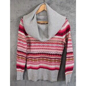ATHLETA Shasta Fair Isle Cowl Neck Fold Over Wool Blend Sweater Knit Nordic XS